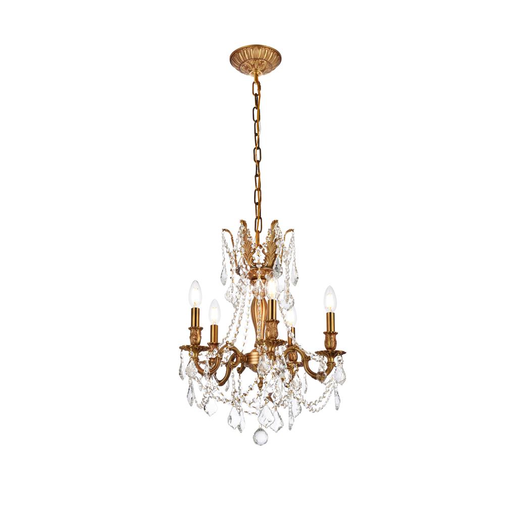 Rosalia 5 light French Gold Pendant Clear Royal Cut Crystal. Picture 1