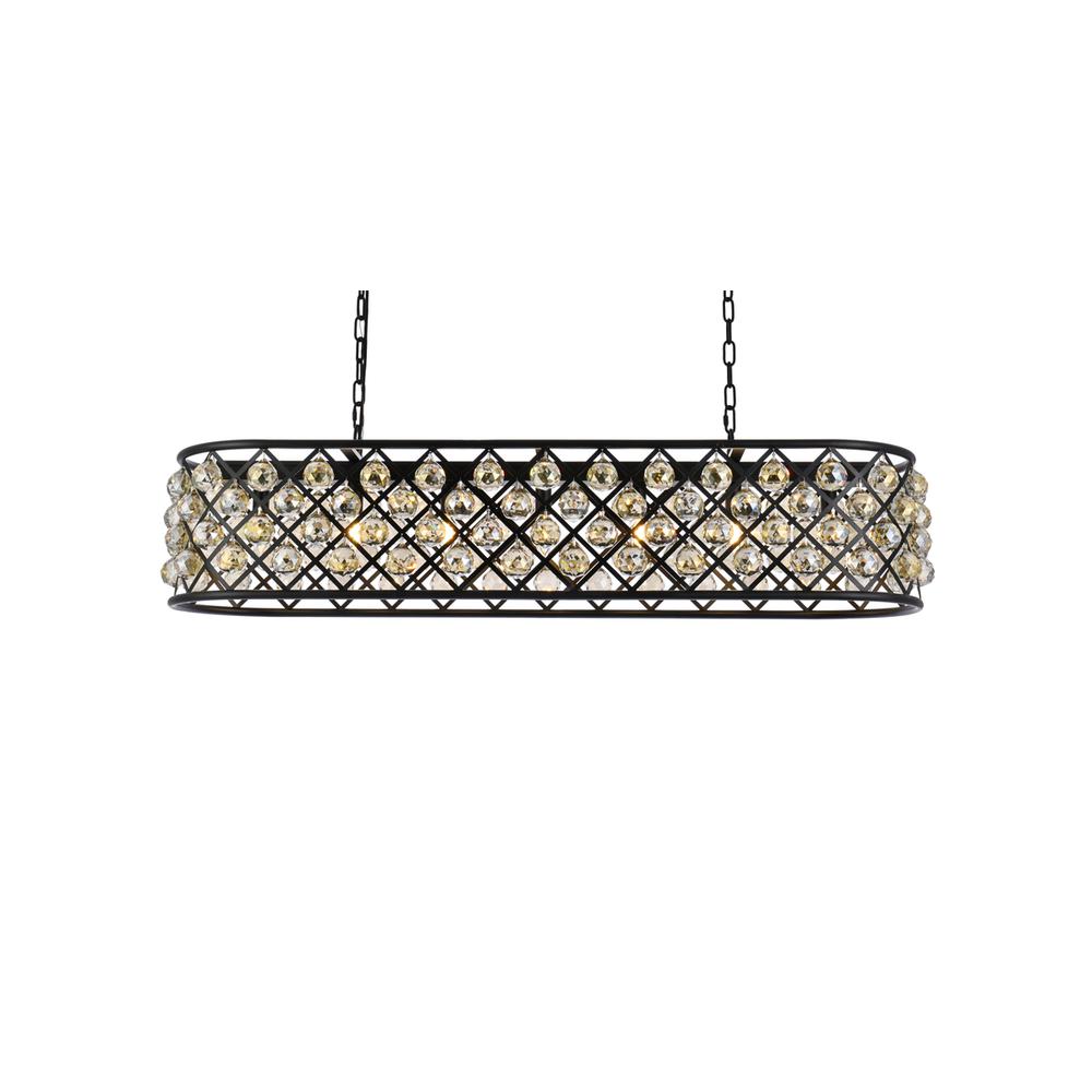 Madison 7 light Matte Black Chandelier Golden Teak (Smoky) Royal Cut Crystal. Picture 2