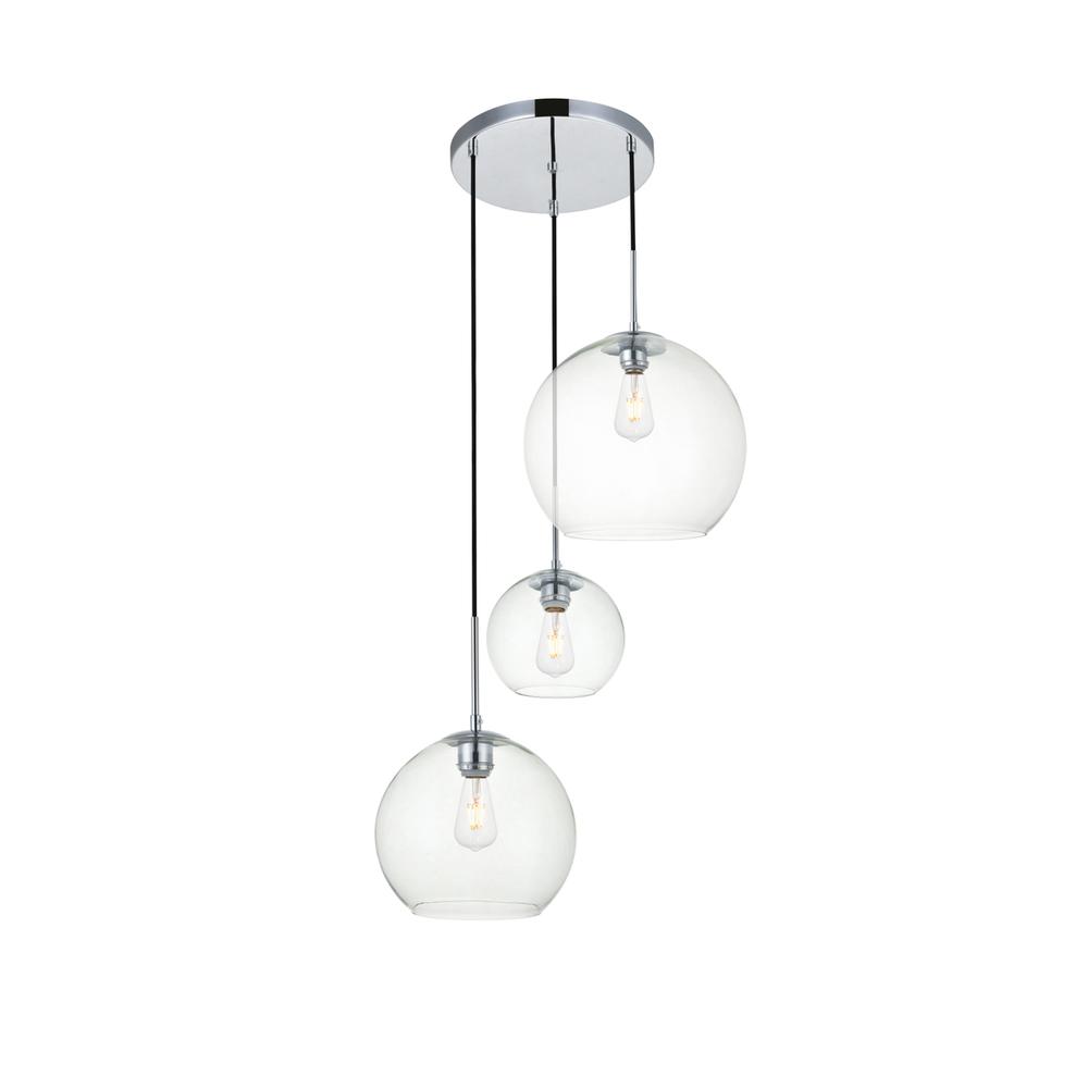 Baxter 3 Lights Chrome Pendant With Clear Glass. Picture 2