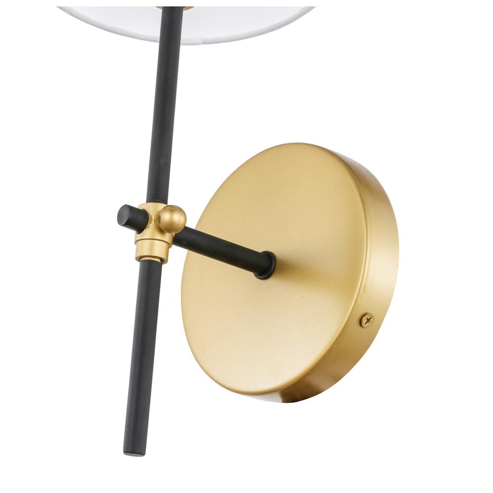 Mel 1 light Brass and Black and White shade wall sconce. Picture 9