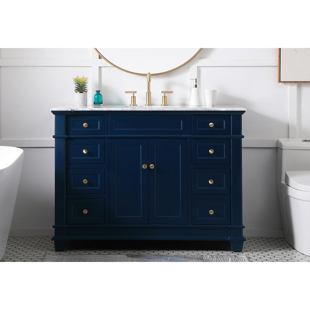 48 inch Single Bathroom Vanity set in Blue. Picture 14