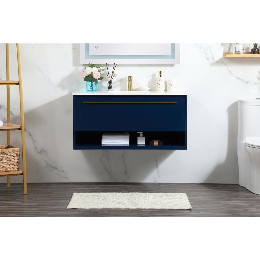 40 inch Single bathroom vanity in blue. Picture 14