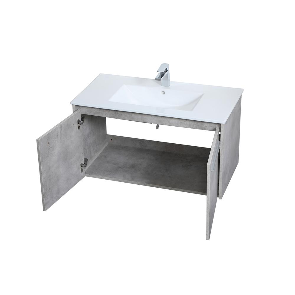36 inch  Single Bathroom Floating Vanity in Concrete Grey. Picture 8