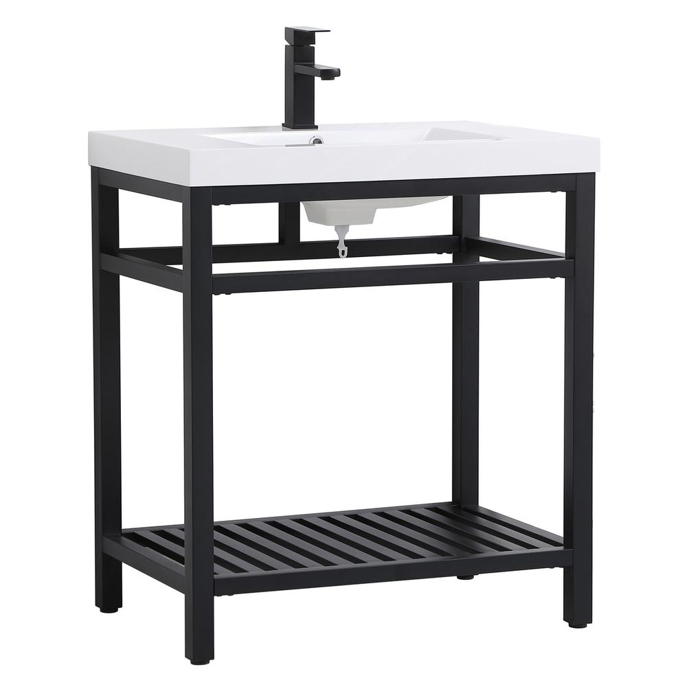 30 inch Single Bathroom Metal Vanity in Black. Picture 6
