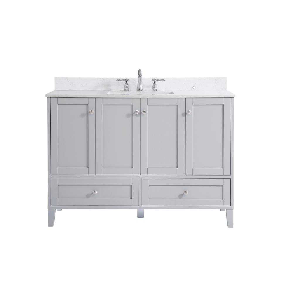 48 inch Single Bathroom Vanity in Grey with Backsplash. Picture 1