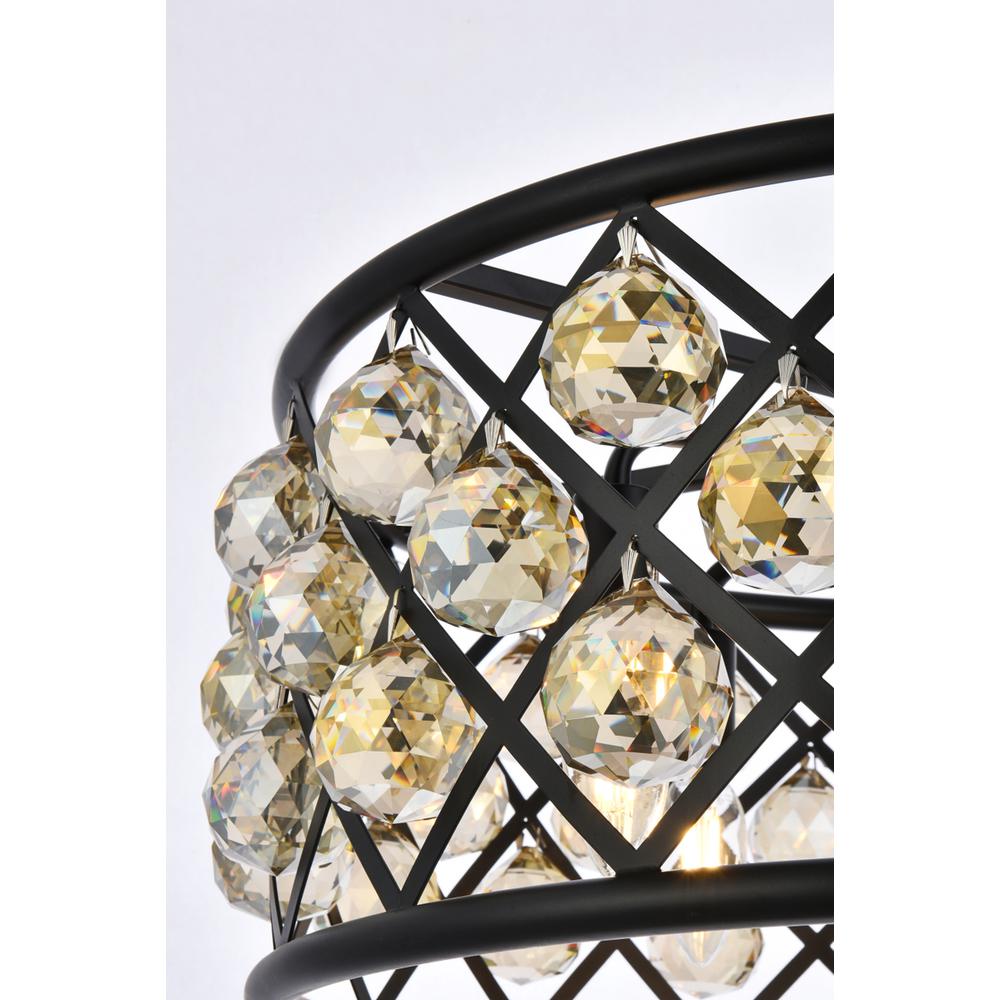 Madison 5 light Matte Black Chandelier Golden Teak (Smoky) Royal Cut Crystal. Picture 5