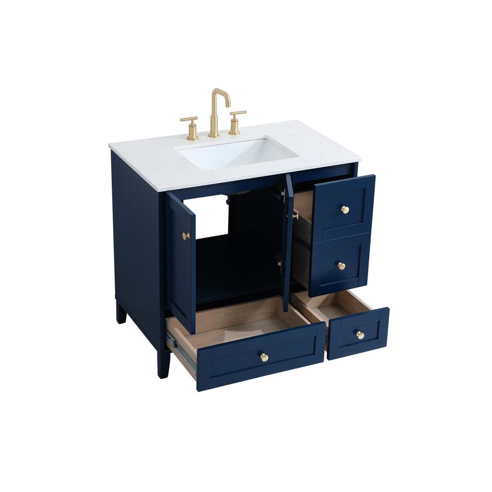 36 inch Single Bathroom Vanity in Blue. Picture 8