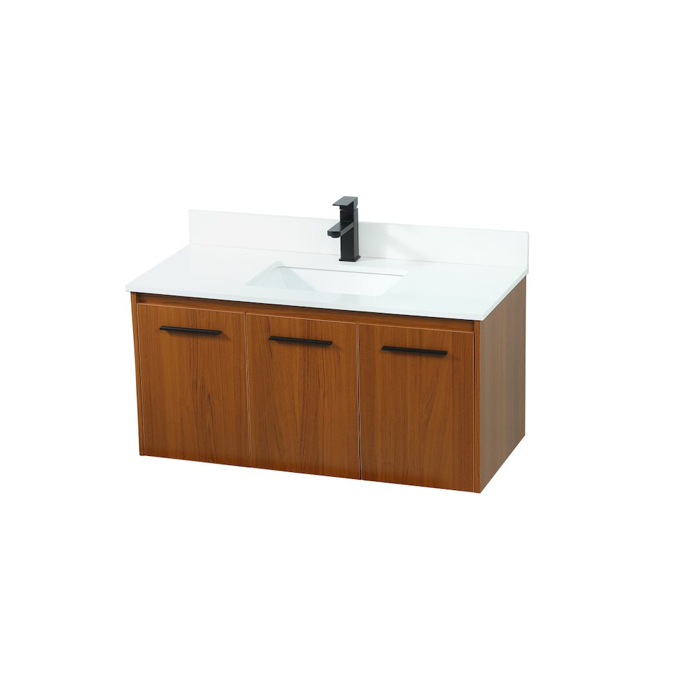 40 Inch Single Bathroom Vanity In Teak With Backsplash. Picture 9