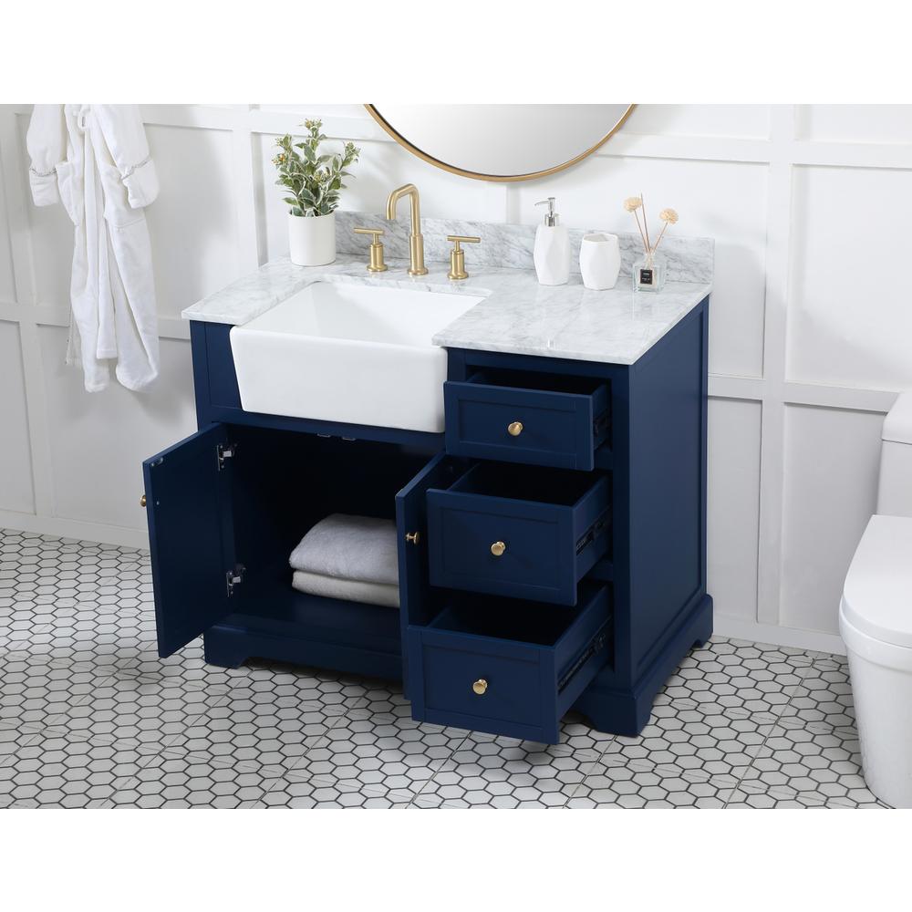 42 inch Single bathroom vanity in blue with backsplash. Picture 3