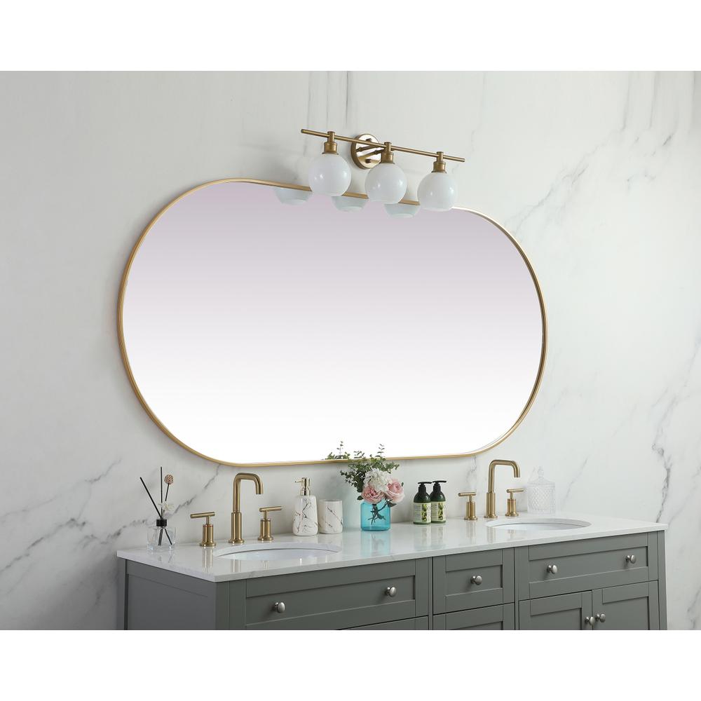 Metal Frame Oval Mirror 36x72 Inch in Brass. Picture 4