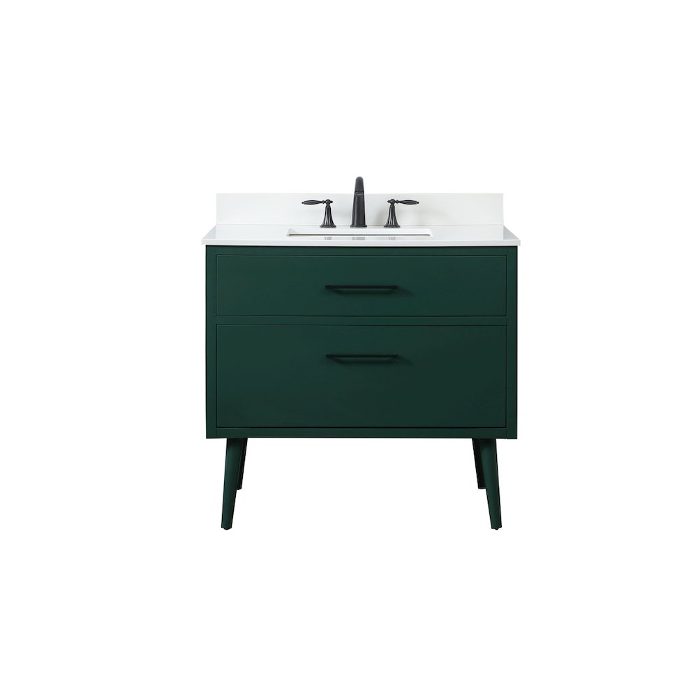 36 Inch Bathroom Vanity In Green With Backsplash. Picture 1