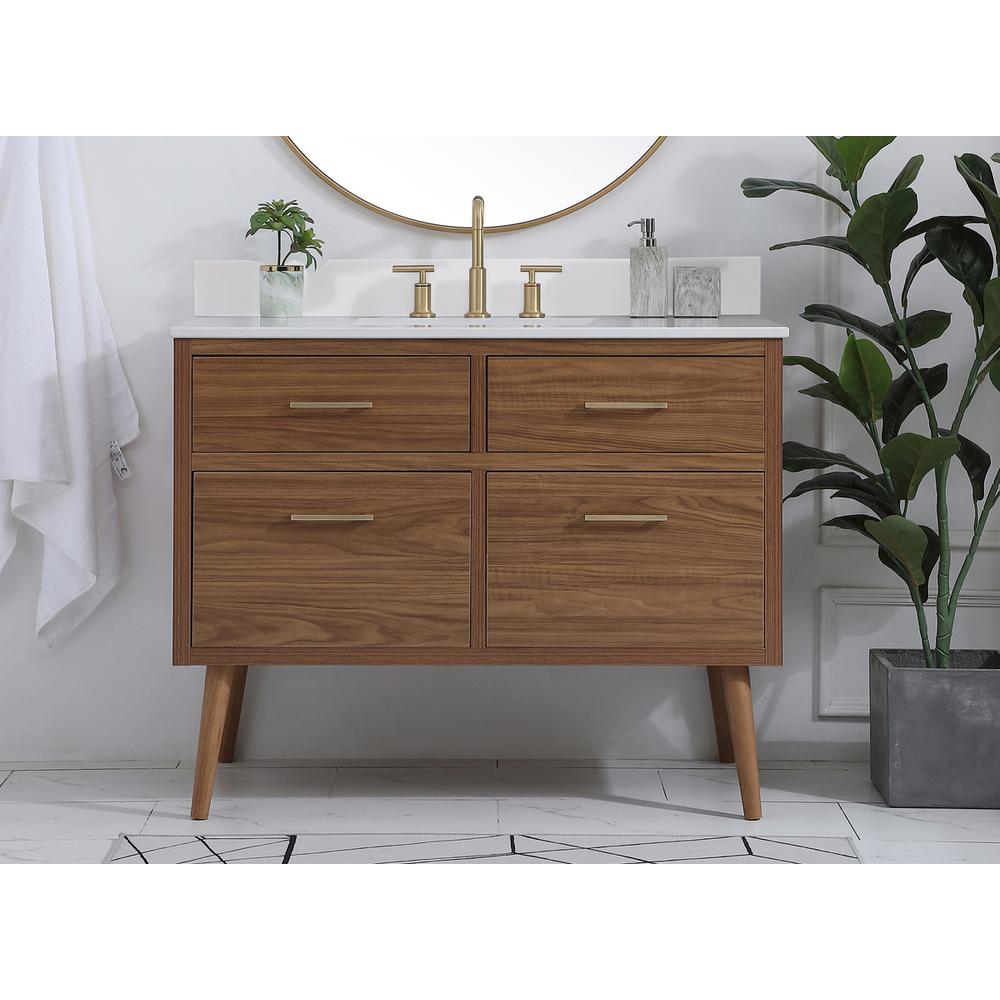 42 inch bathroom Vanity in Walnut Brown with Backsplash. Picture 14