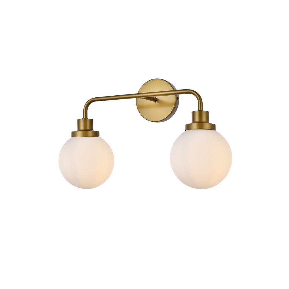 Hanson 2 lights bath sconce in brass with frosted shade. Picture 2