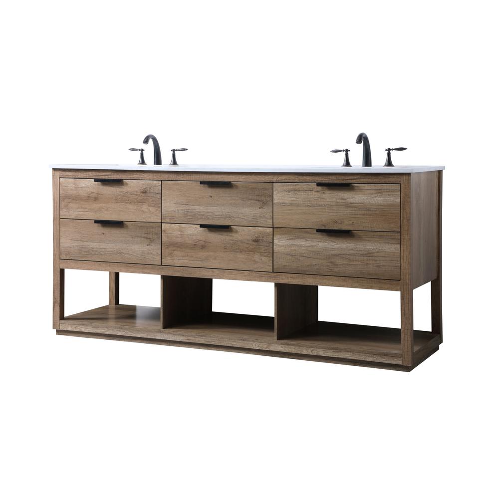 72 Inch Double Bathroom Vanity In Natural Oak. Picture 7