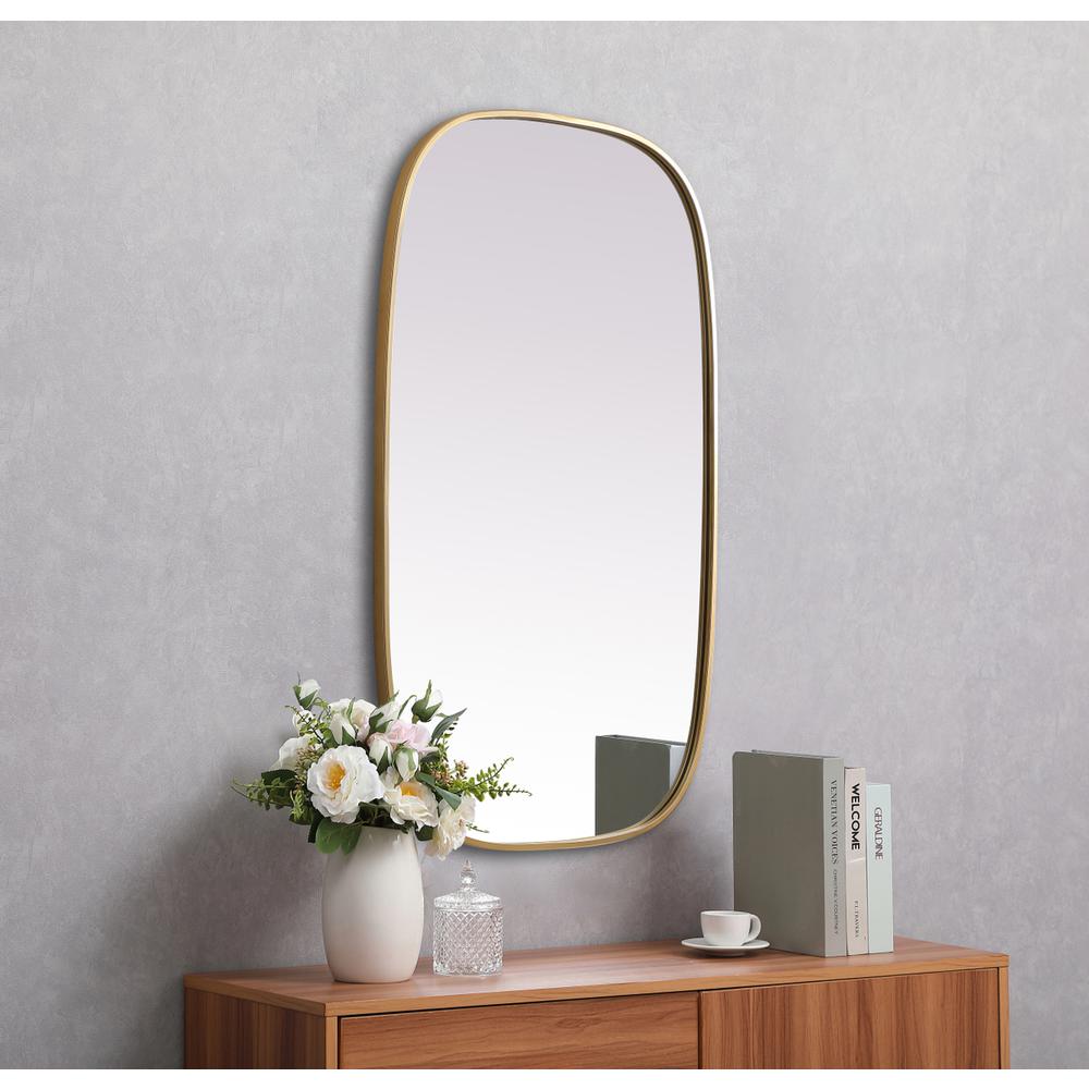 Metal Frame Oval Mirror 24x40 Inch in Brass. Picture 4