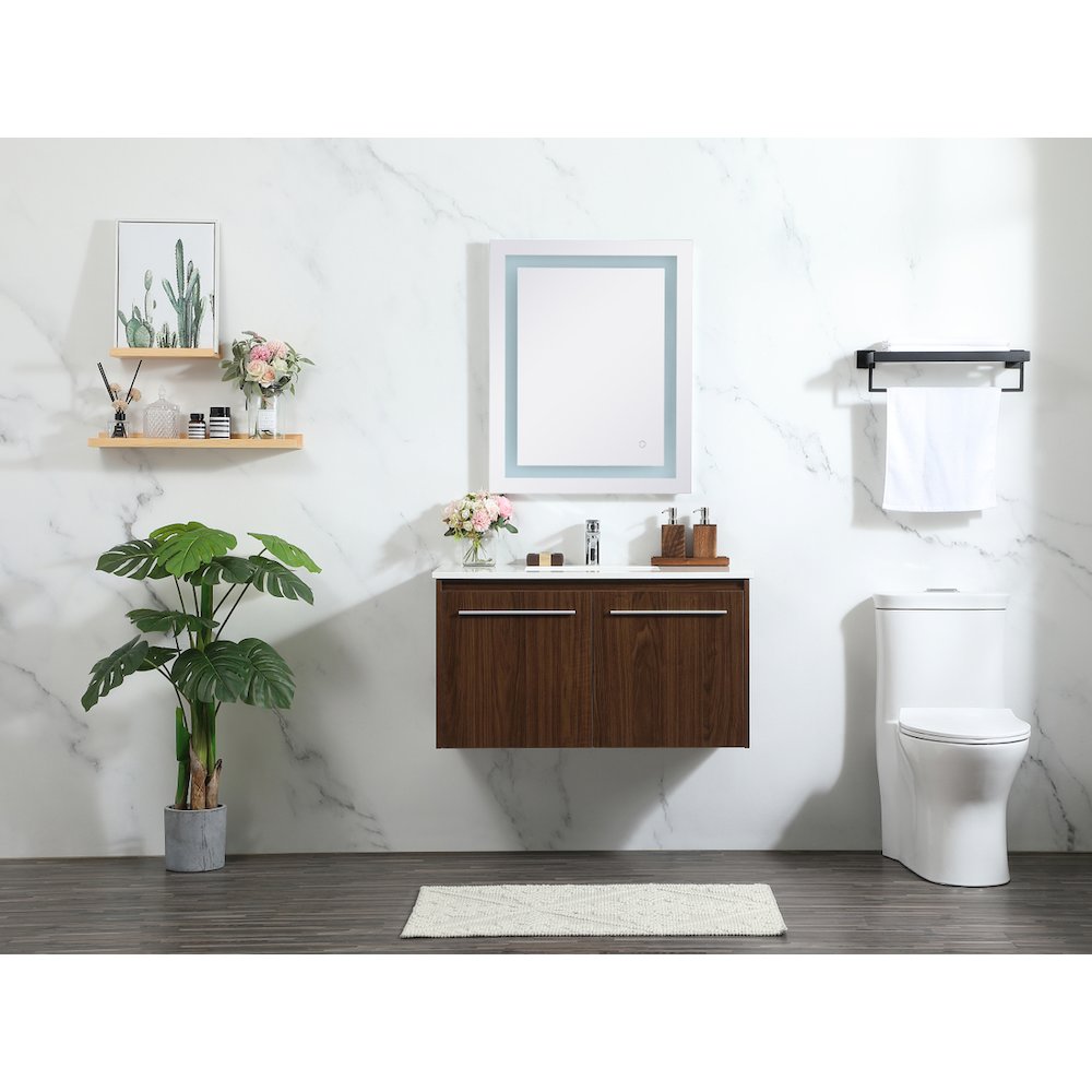 36 Inch Single Bathroom Vanity In Walnut. Picture 5