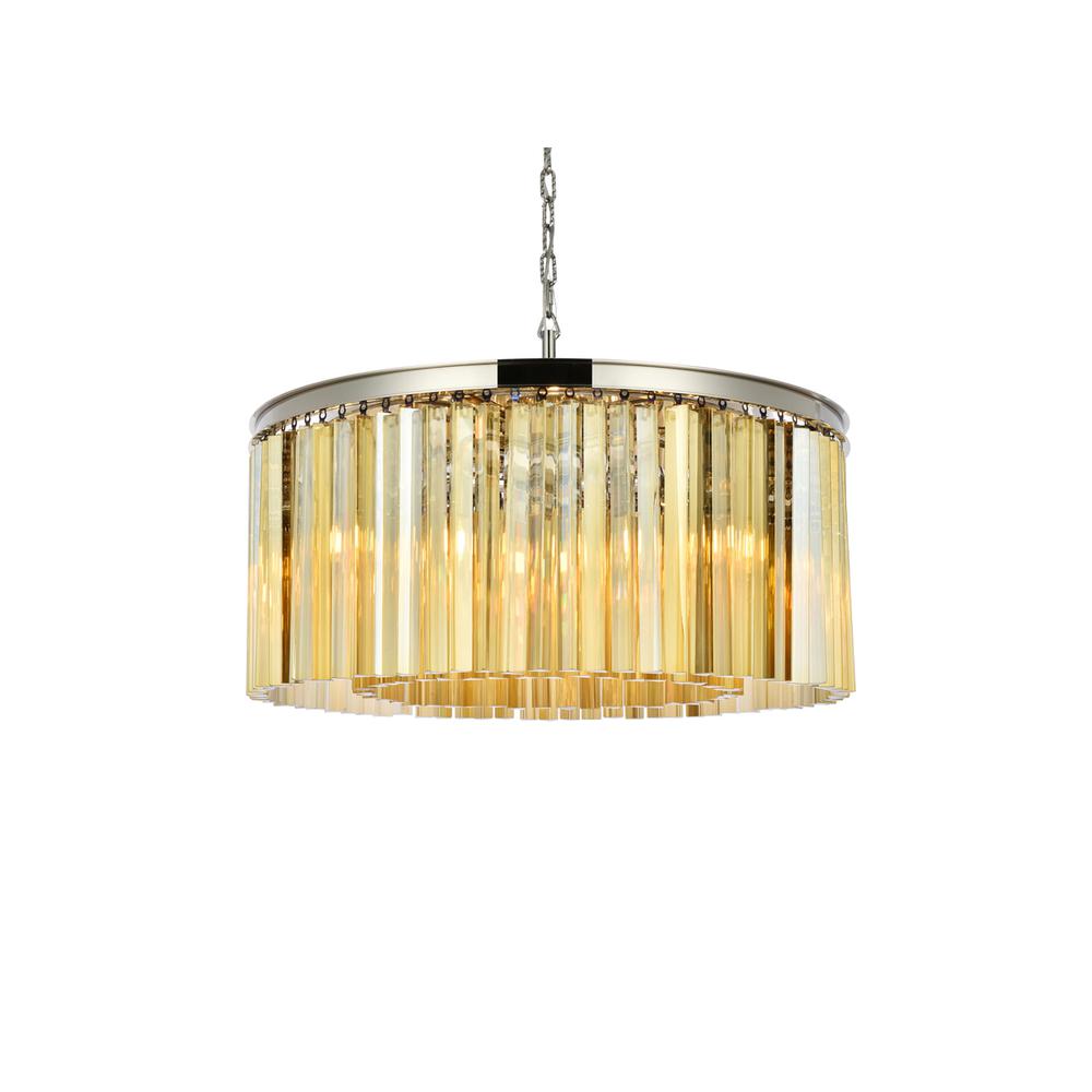 Sydney 8 light polished nickel Chandelier Golden Teak (Smoky) Royal Cut Crystal. Picture 2