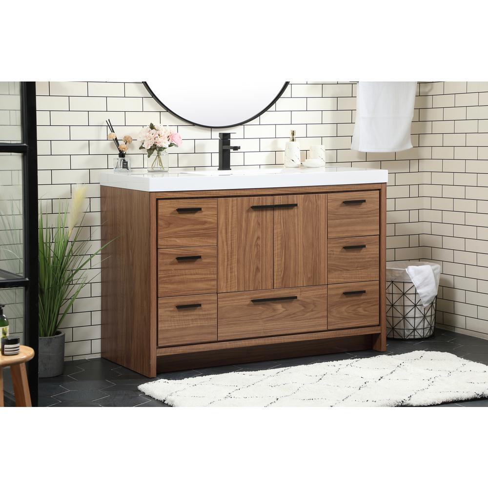 48 inch Single bathroom vanity in walnut brown. Picture 2