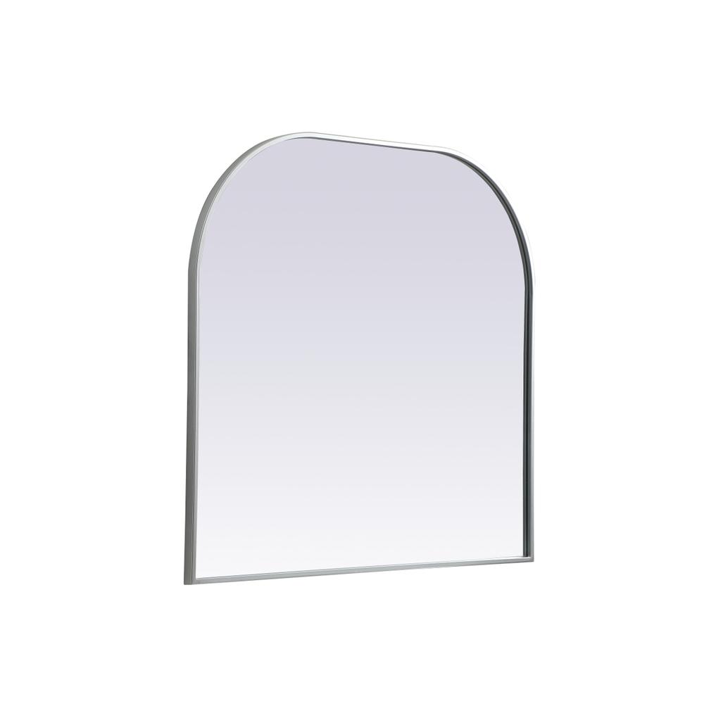 Metal Frame Arch Mirror 36x34 Inch in Silver. Picture 7