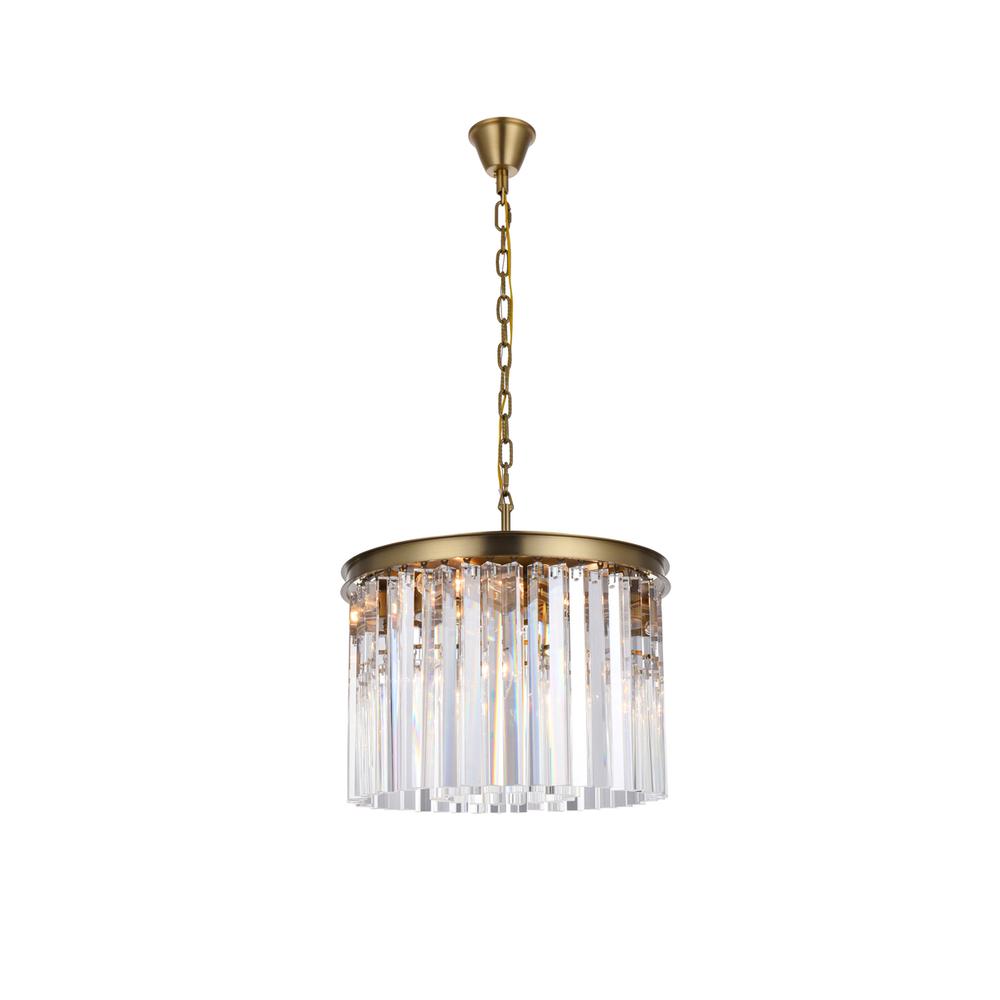 Sydney 20 inch round crystal chandelier in satin gold. Picture 1