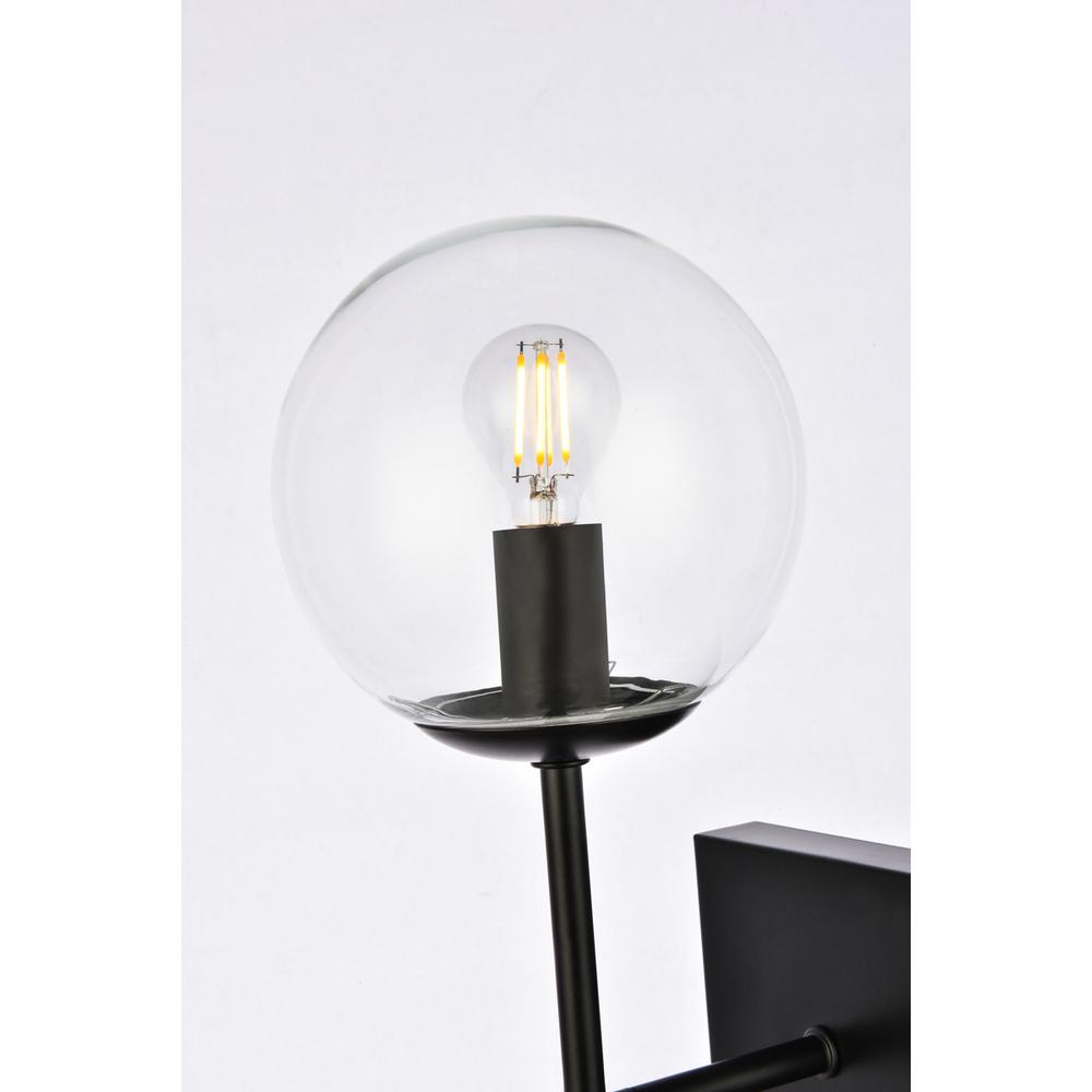 Neri 2 lights black and clear glass wall sconce. Picture 3