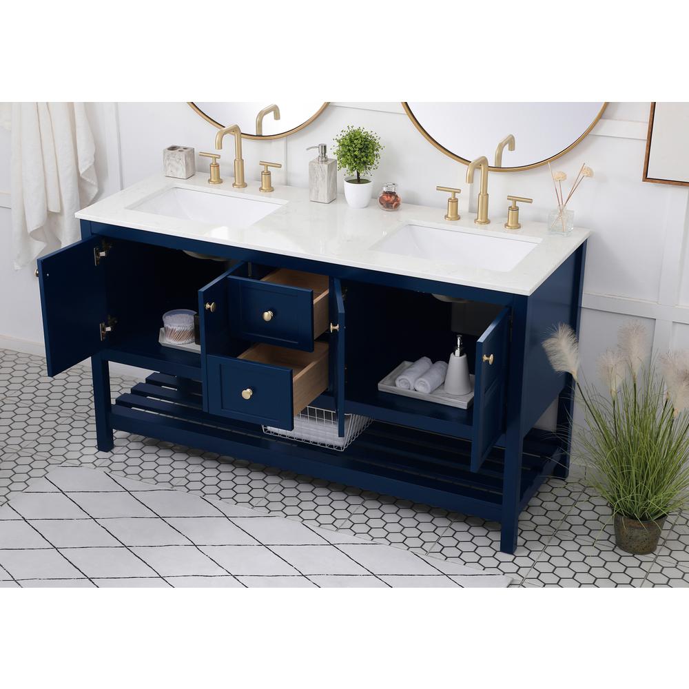 60 inch Single Bathroom Vanity in Blue. Picture 3