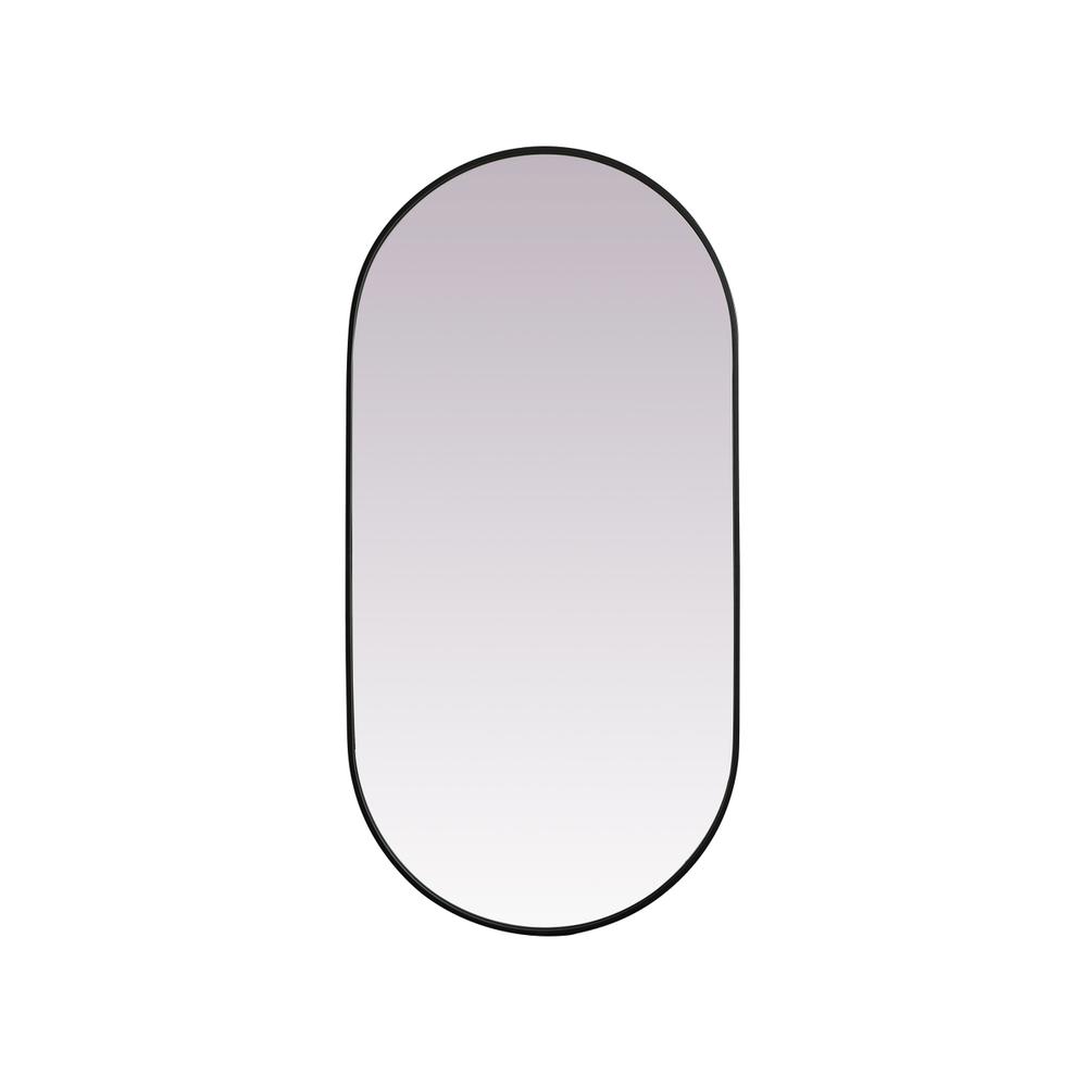 Metal Frame Oval Mirror 30x60 Inch in Black. Picture 1