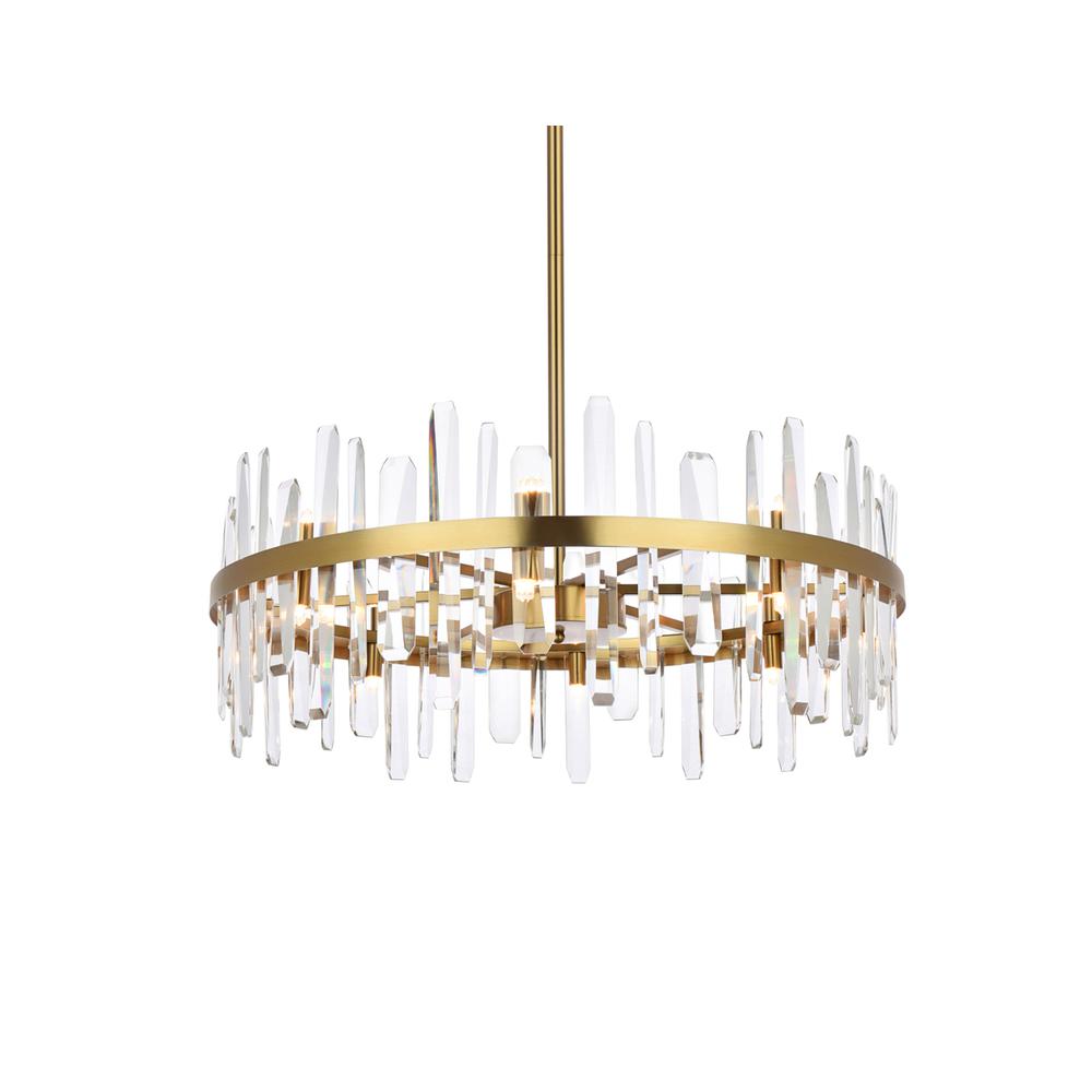 Serena 32 inch crystal round chandelier in satin gold. Picture 2