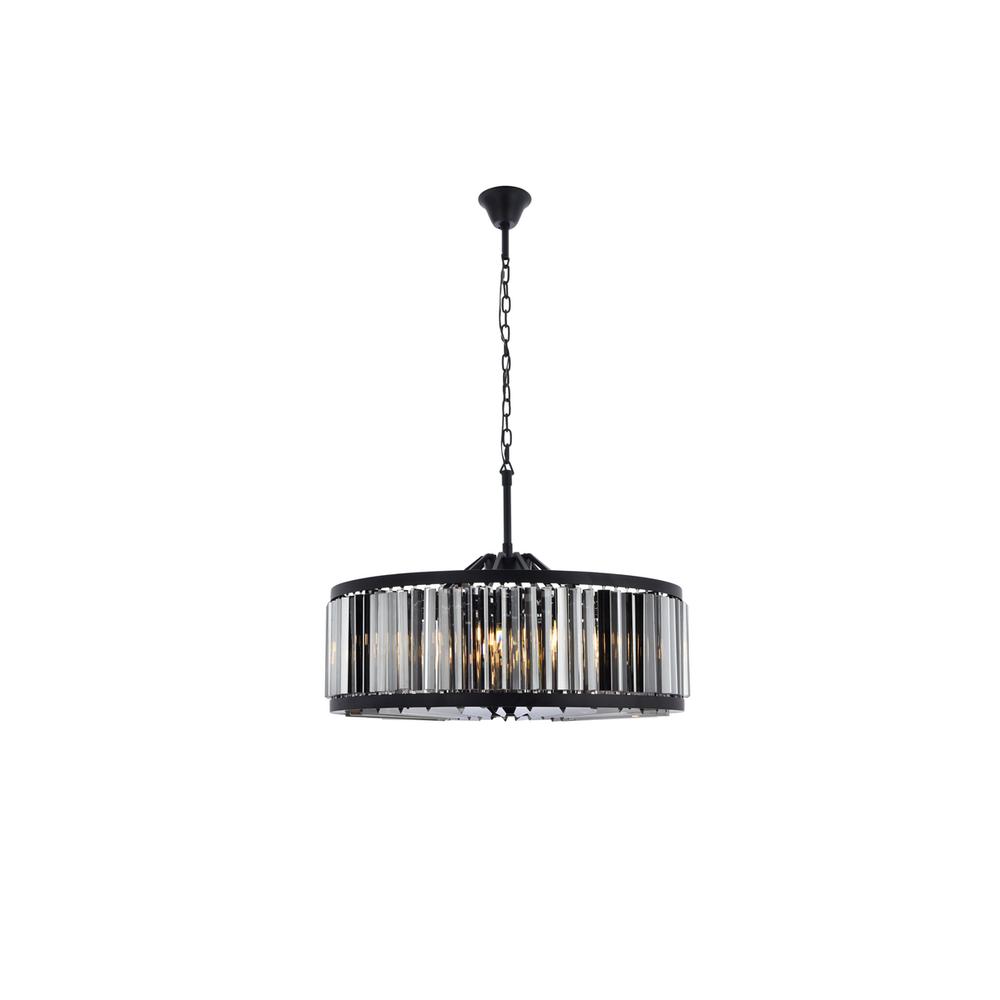 Chelsea 10 light Matte Black Chandelier Silver Shade (Grey) Royal Cut Crystal. Picture 1
