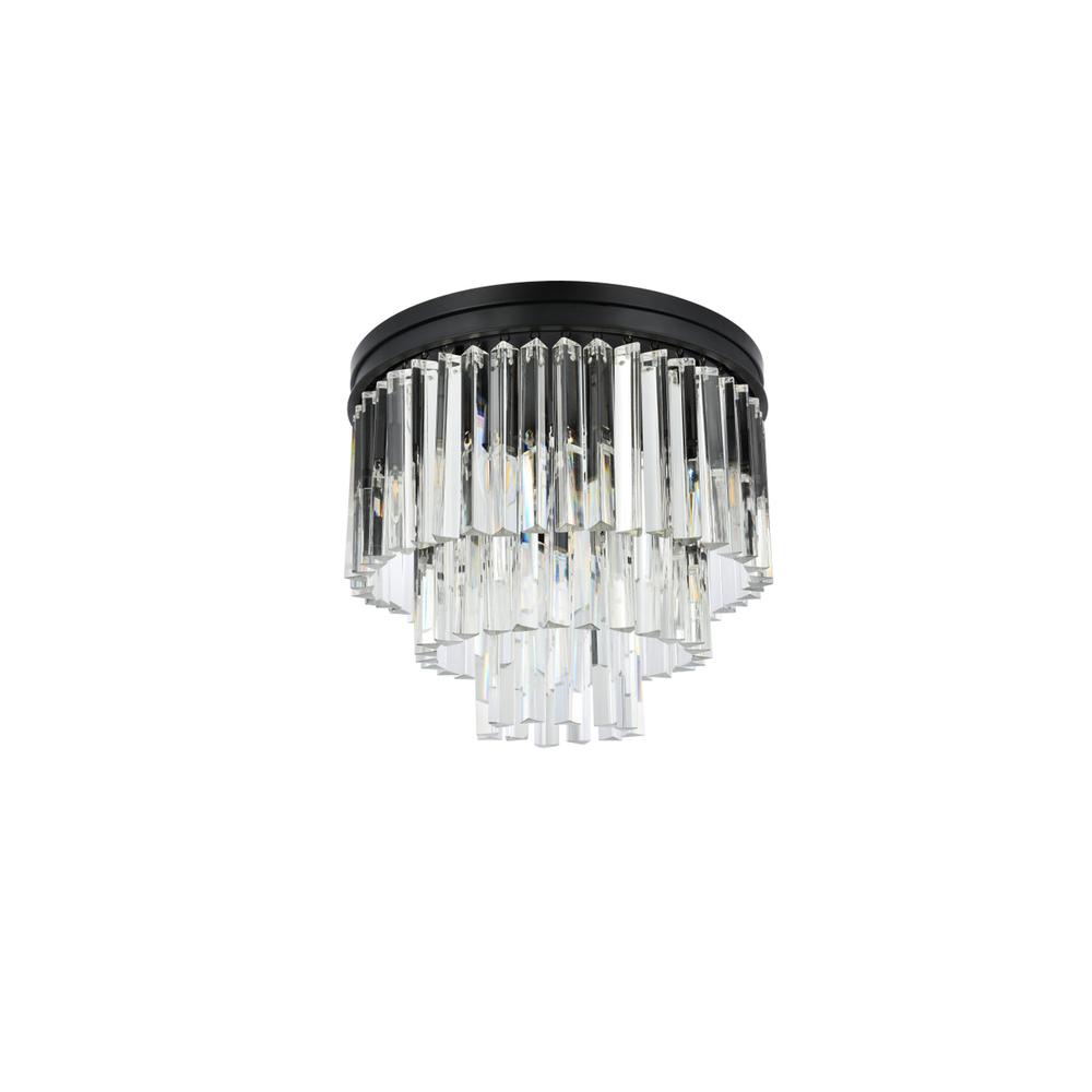 Sydney 9 light Matte Black Flush Mount Clear Royal Cut Crystal. Picture 6
