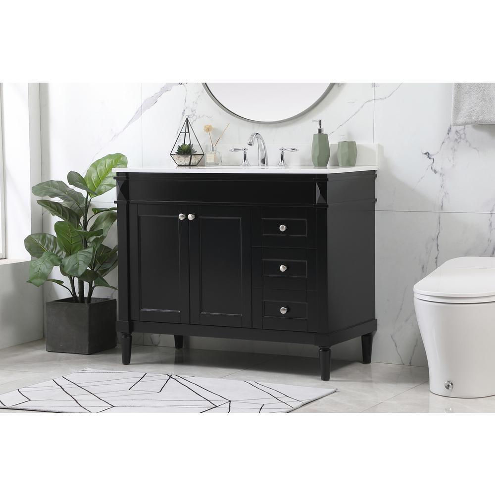 42 inch Single bathroom vanity in black with backsplash. Picture 2