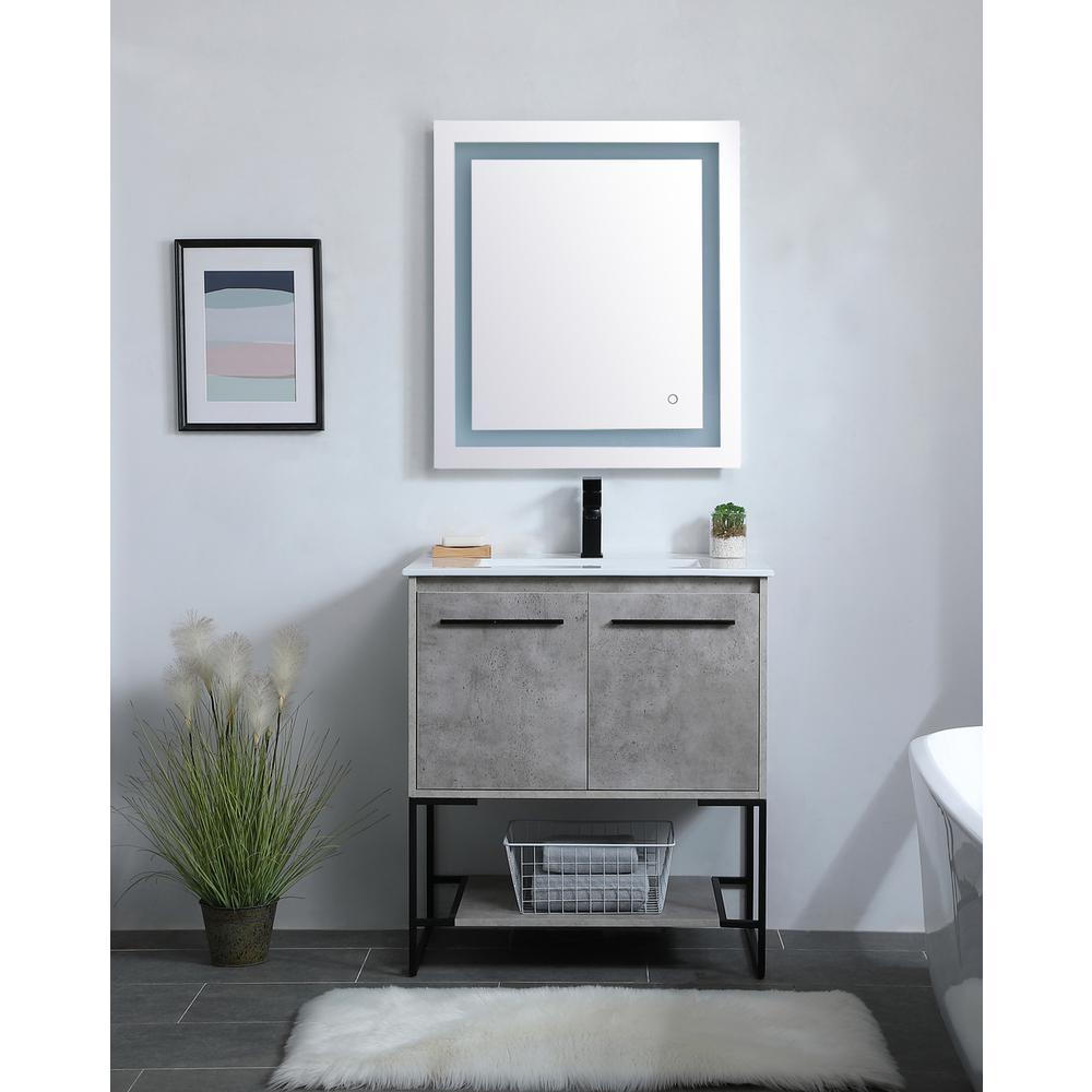 30 inch  Single Bathroom Vanity in Concrete Grey. Picture 6
