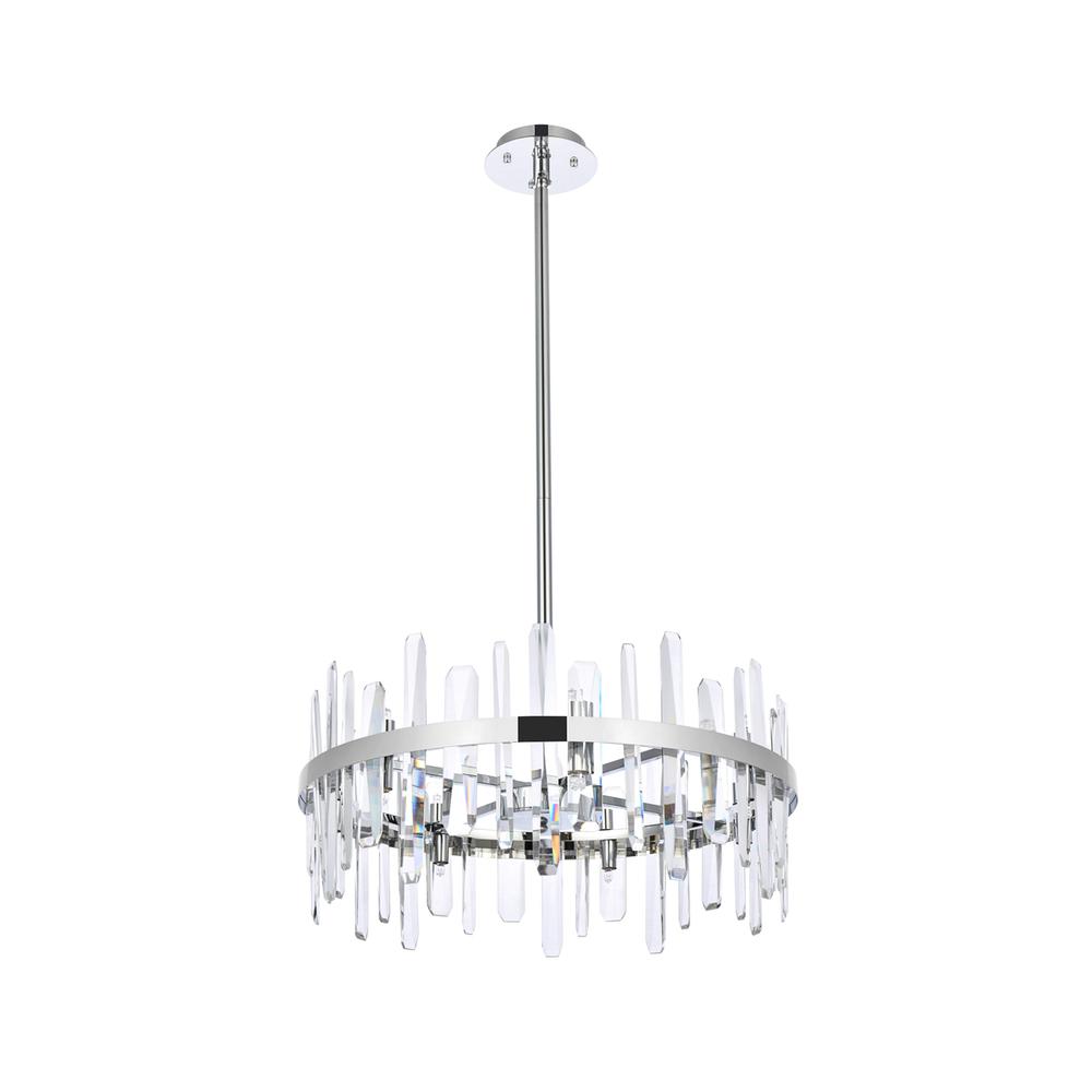 Serena 25 inch crystal round pendant in chrome. Picture 6