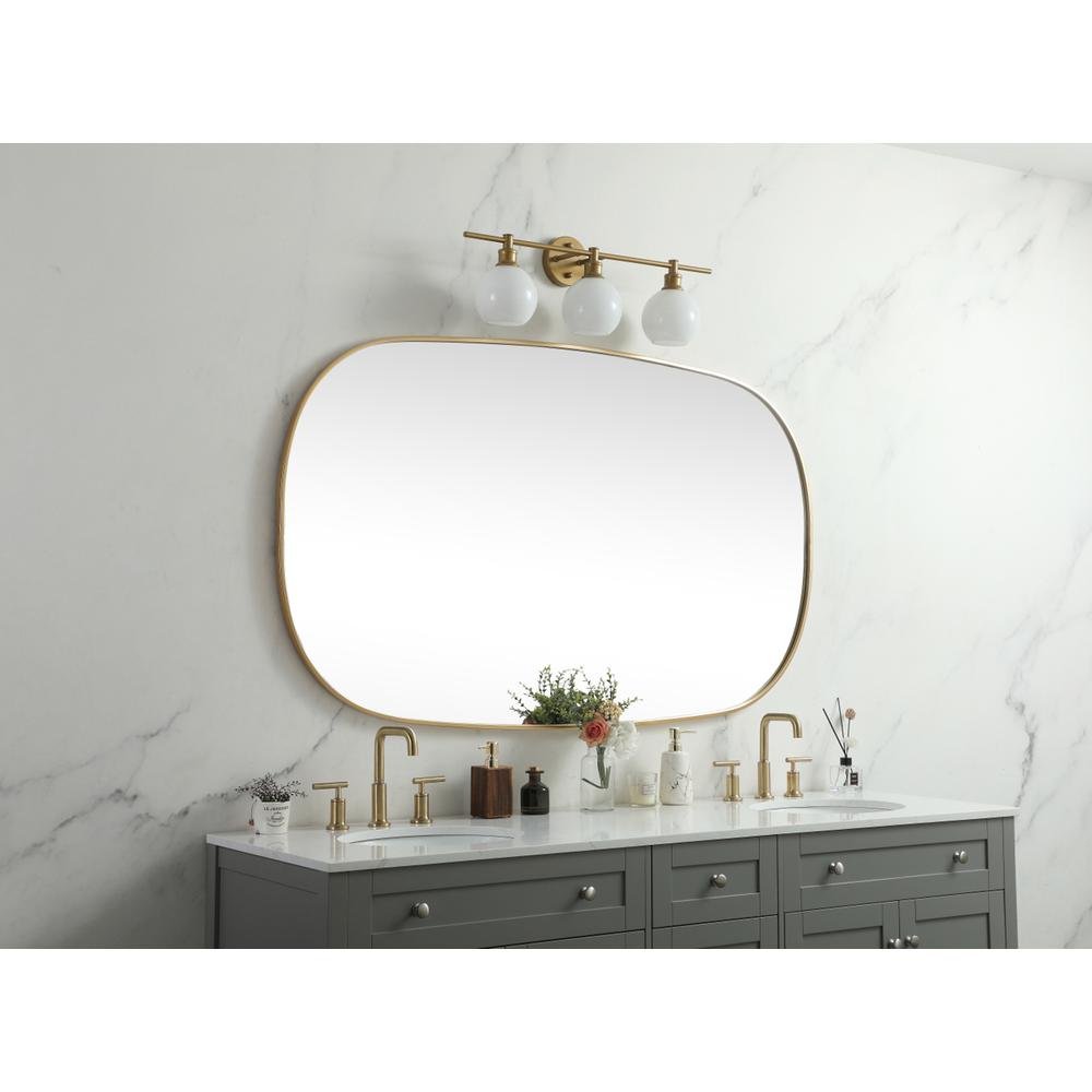 Metal Frame Oval Mirror 36x60 Inch in Brass. Picture 2