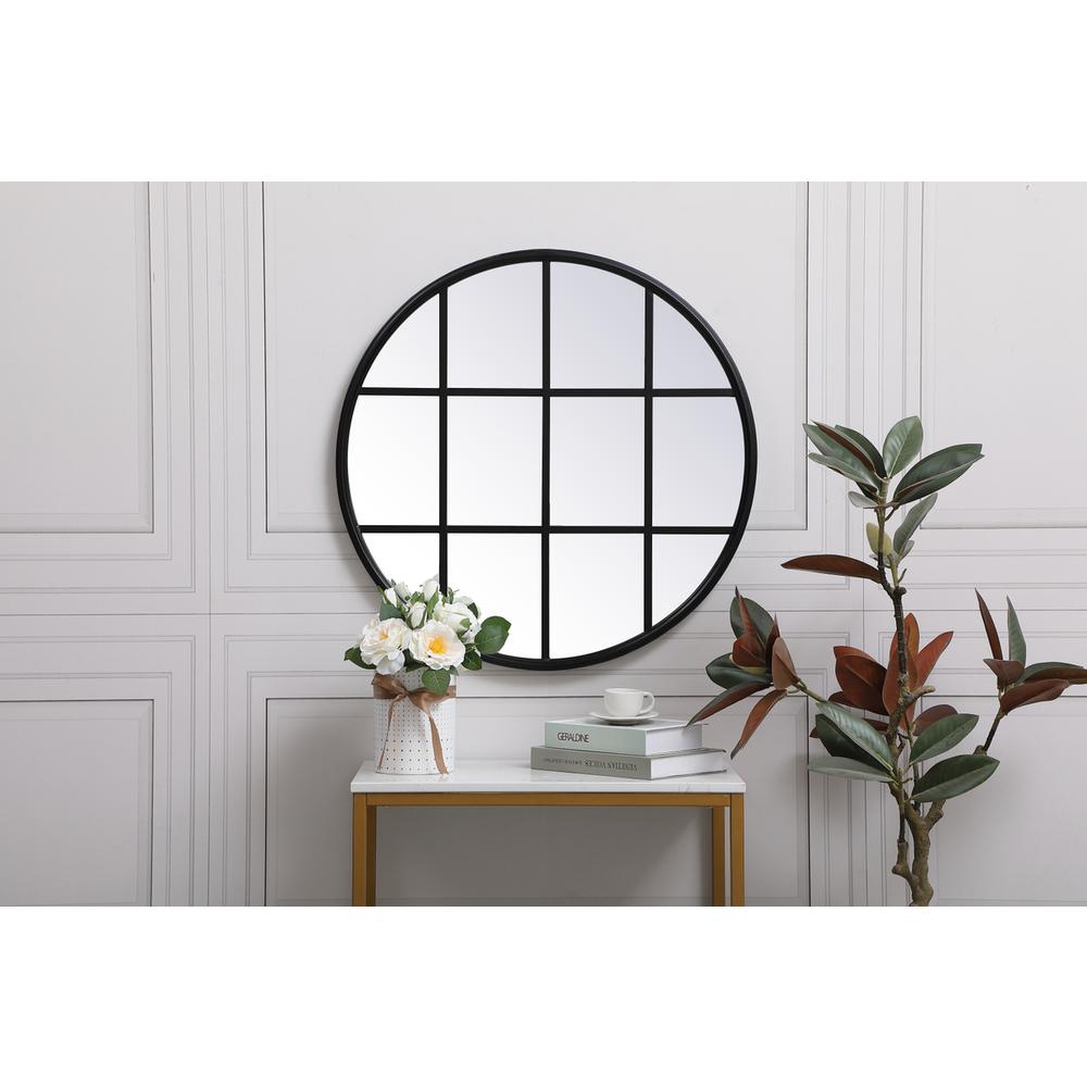 Metal windowpane mirror 28 inch x 28 inch in Black. Picture 6