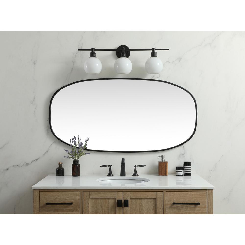 Metal Frame Oval Mirror 24x48 Inch in Black. Picture 11