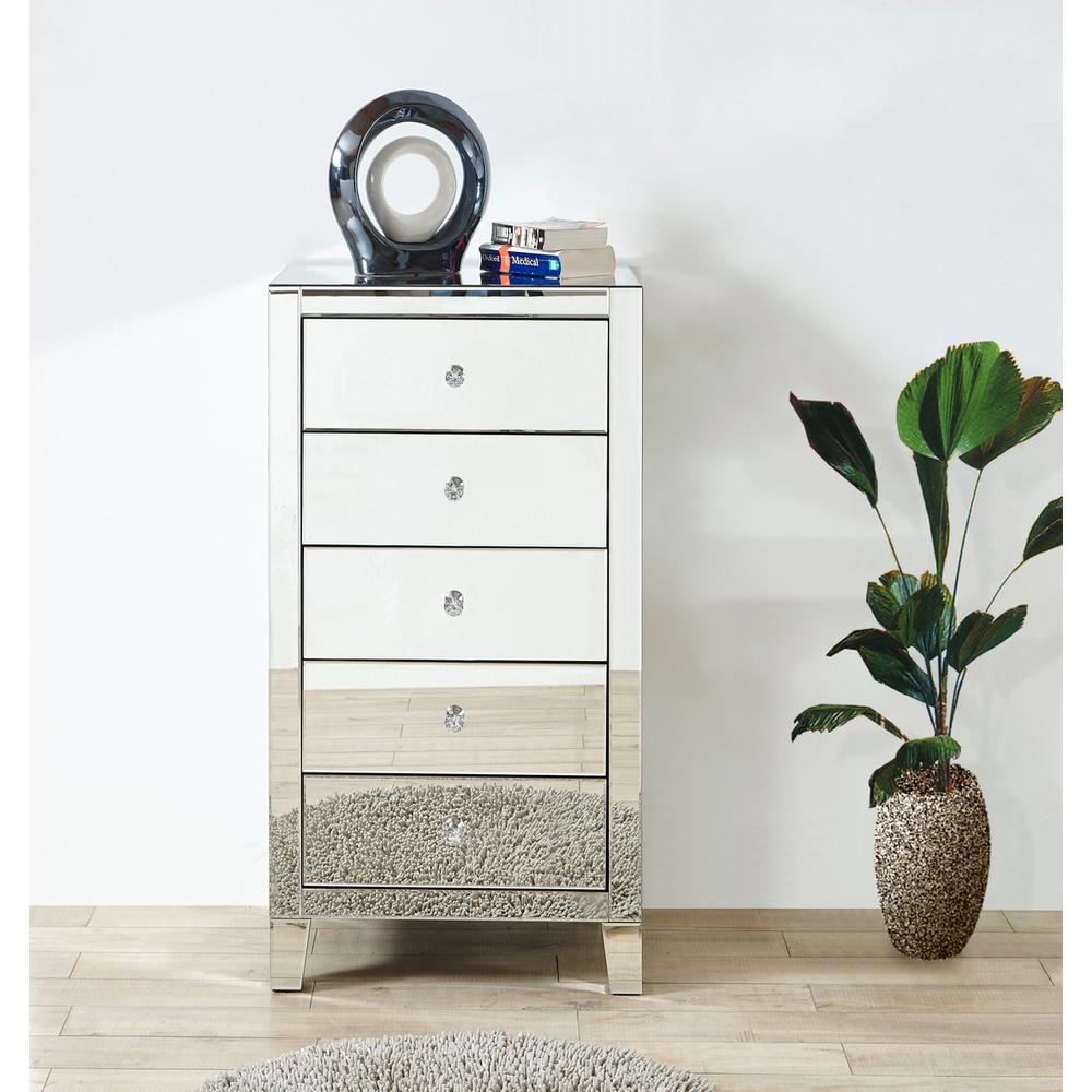 5 Drawer Chest 24 in x 18 in x 45 in.in clear mirror. Picture 8