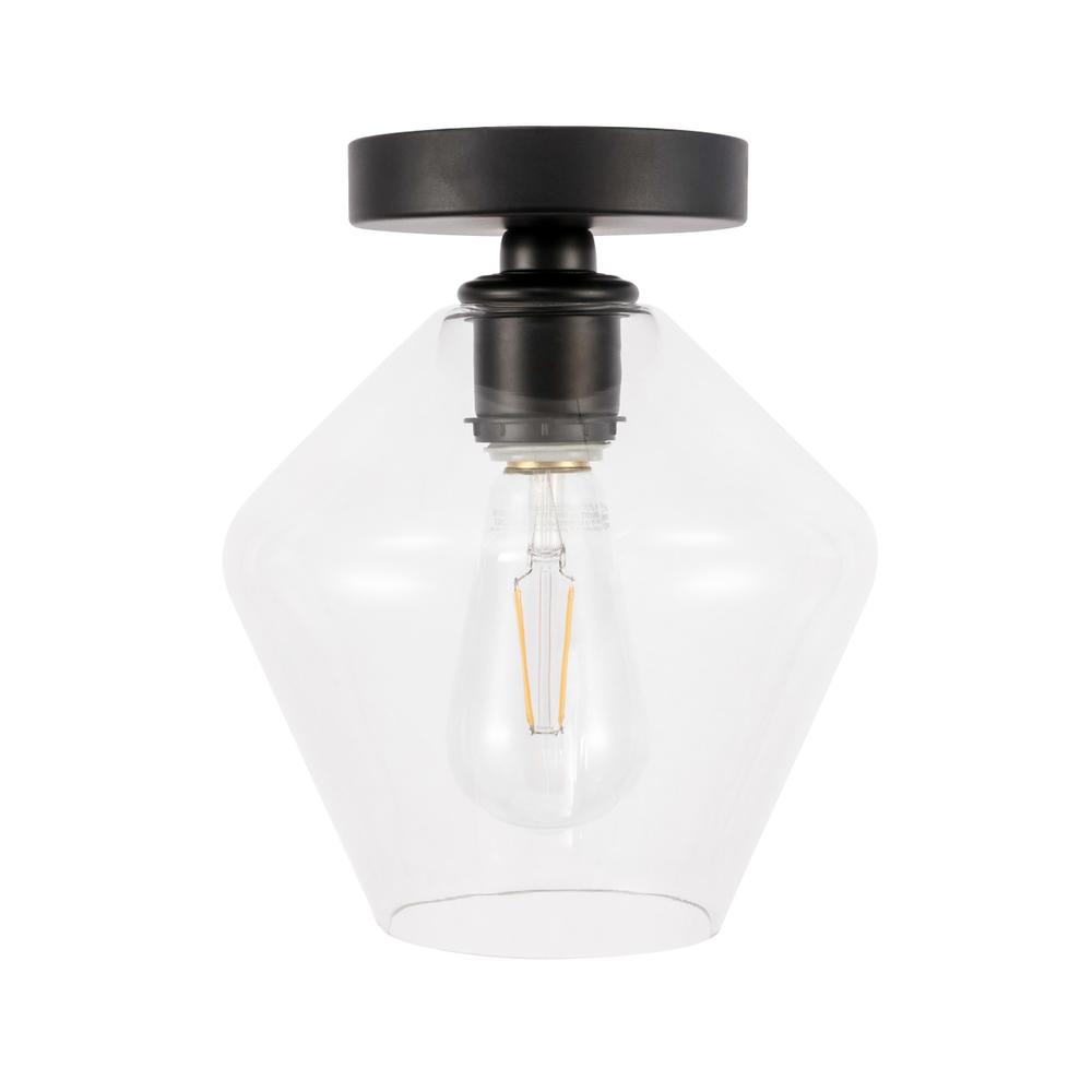 Gene 1 light Black and Clear glass Flush mount. Picture 2