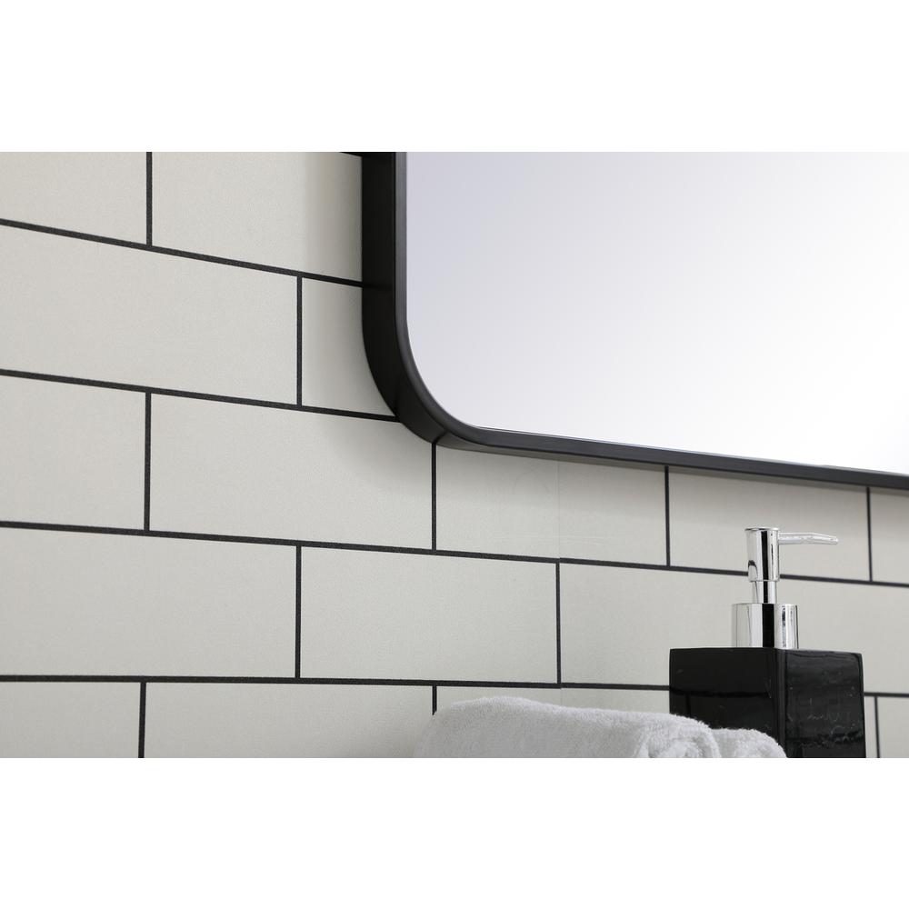 Soft corner metal rectangular mirror 22x40 inch in Black. Picture 4