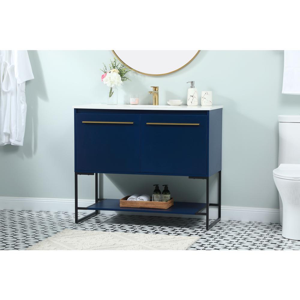 40 inch Single bathroom vanity in blue. Picture 2