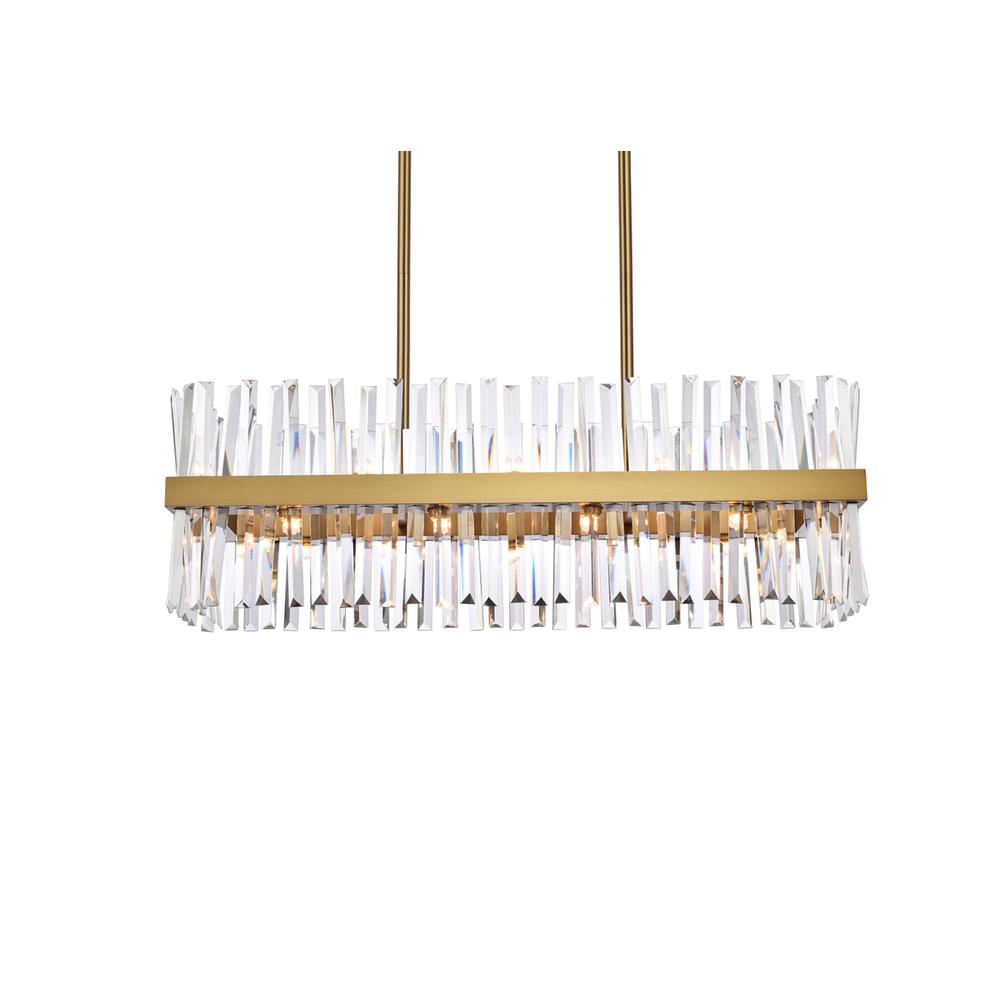 Serephina 36 inch crystal rectangle chandelier light in satin gold. Picture 2