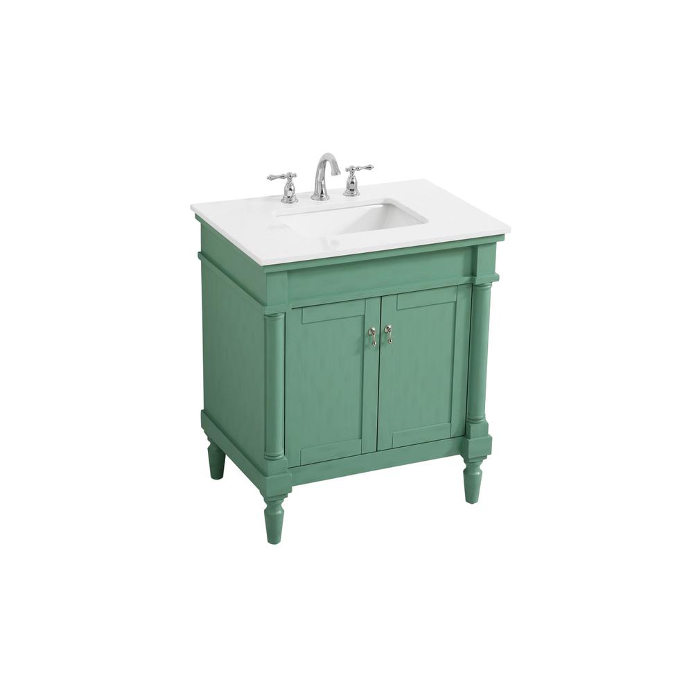 30 inch Single Bathroom vanity in Vintage Mint. Picture 7