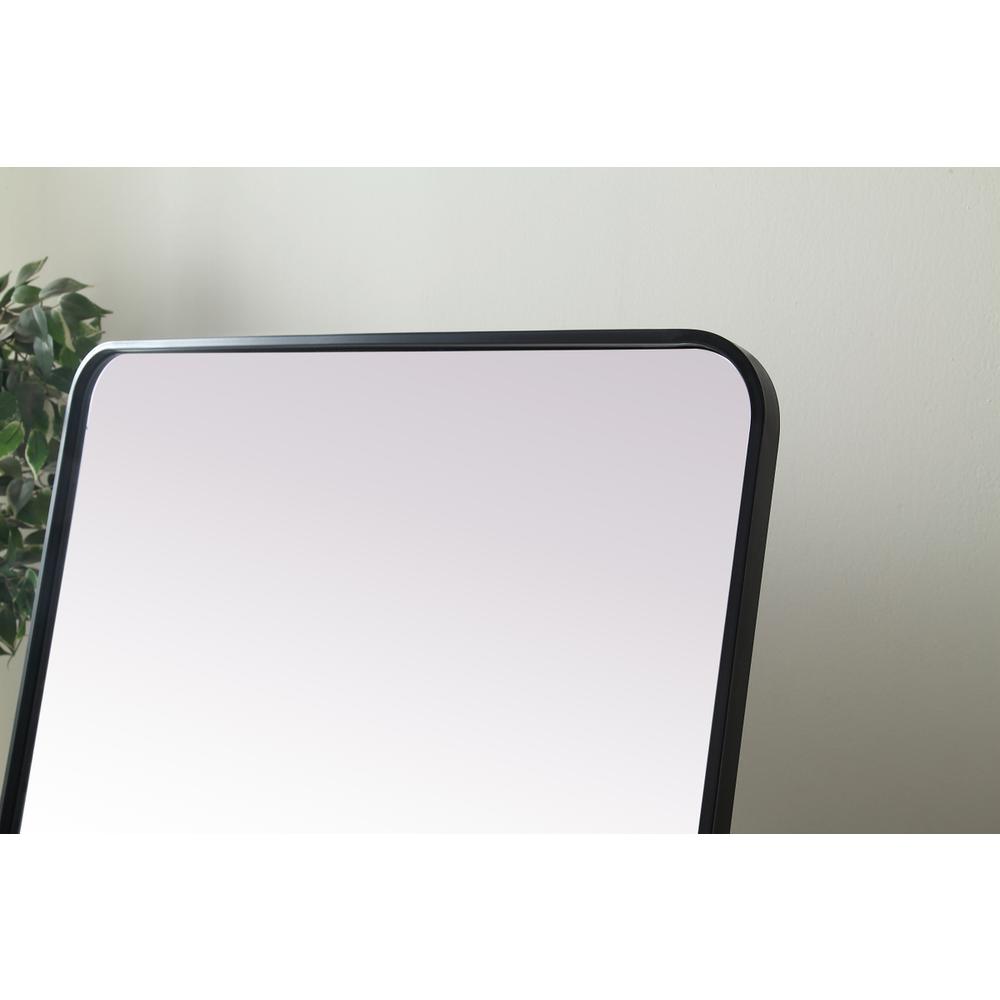 Soft Corner Metal Rectangle Full Length Mirror 30x60 Inch in Black. Picture 3