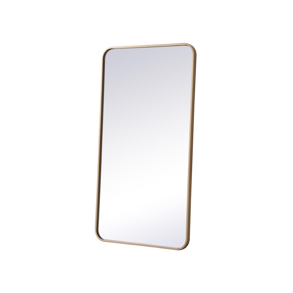 Soft corner metal rectangular mirror 22x40 inch in Brass. Picture 7