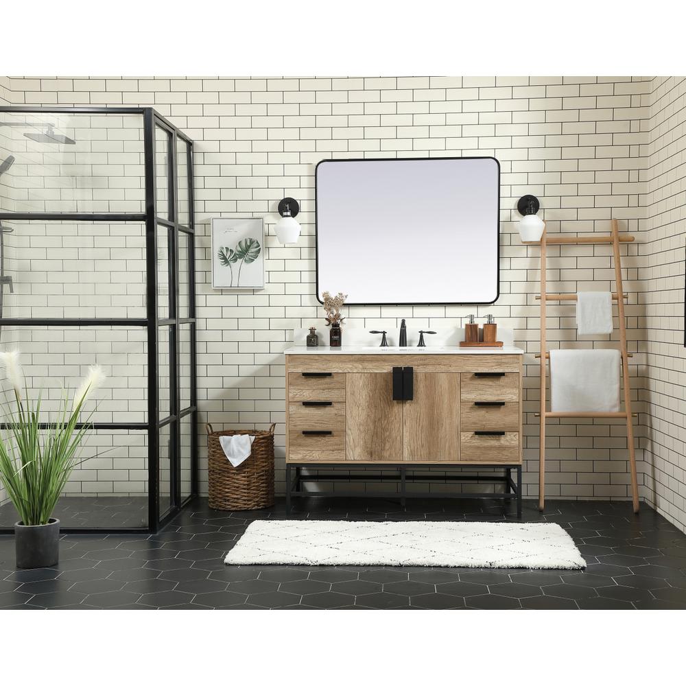 48 inch Single bathroom vanity in natural oak with backsplash. Picture 4