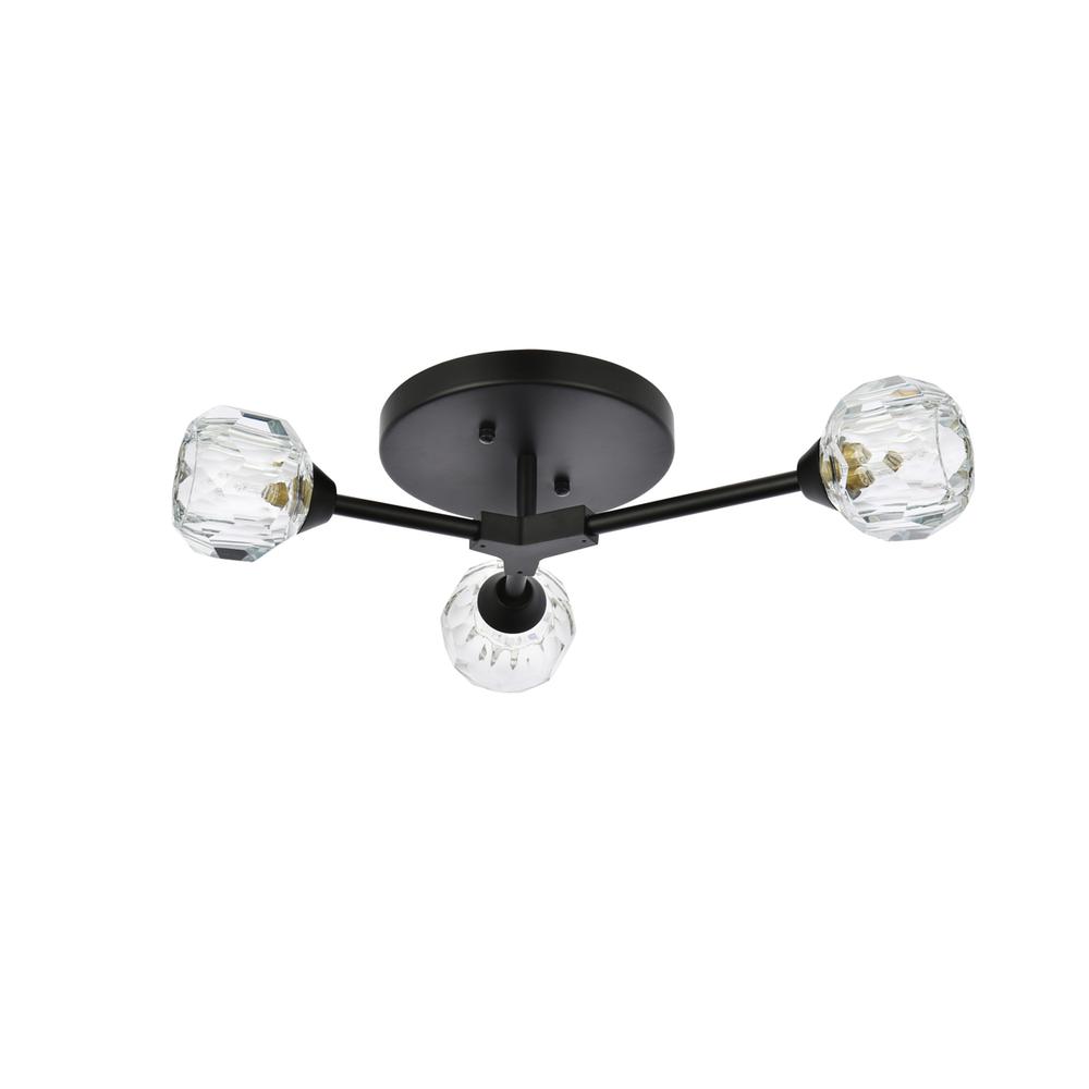 Zayne 3 Light Flush Mount in Black. Picture 6