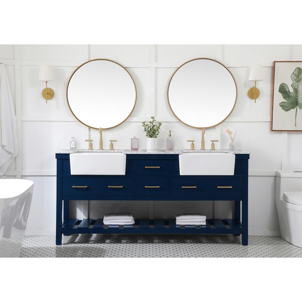 72 inch double bathroom vanity in blue. Picture 4