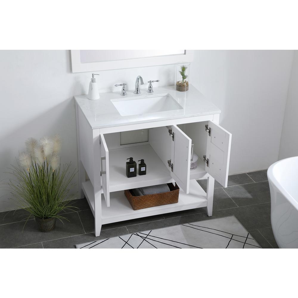 36 inch Single Bathroom Vanity in White. Picture 3