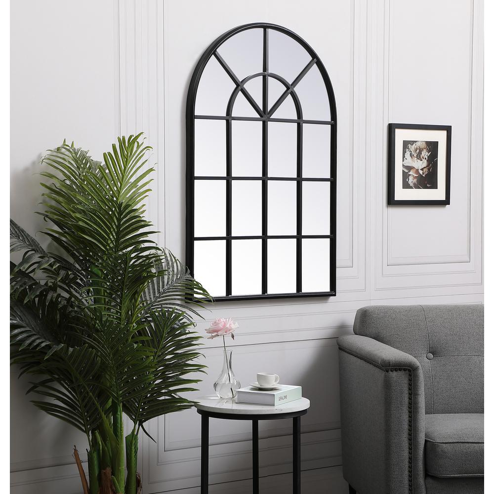 Metal windowpane mirror 28 inch x 41 inch in in Black. Picture 2