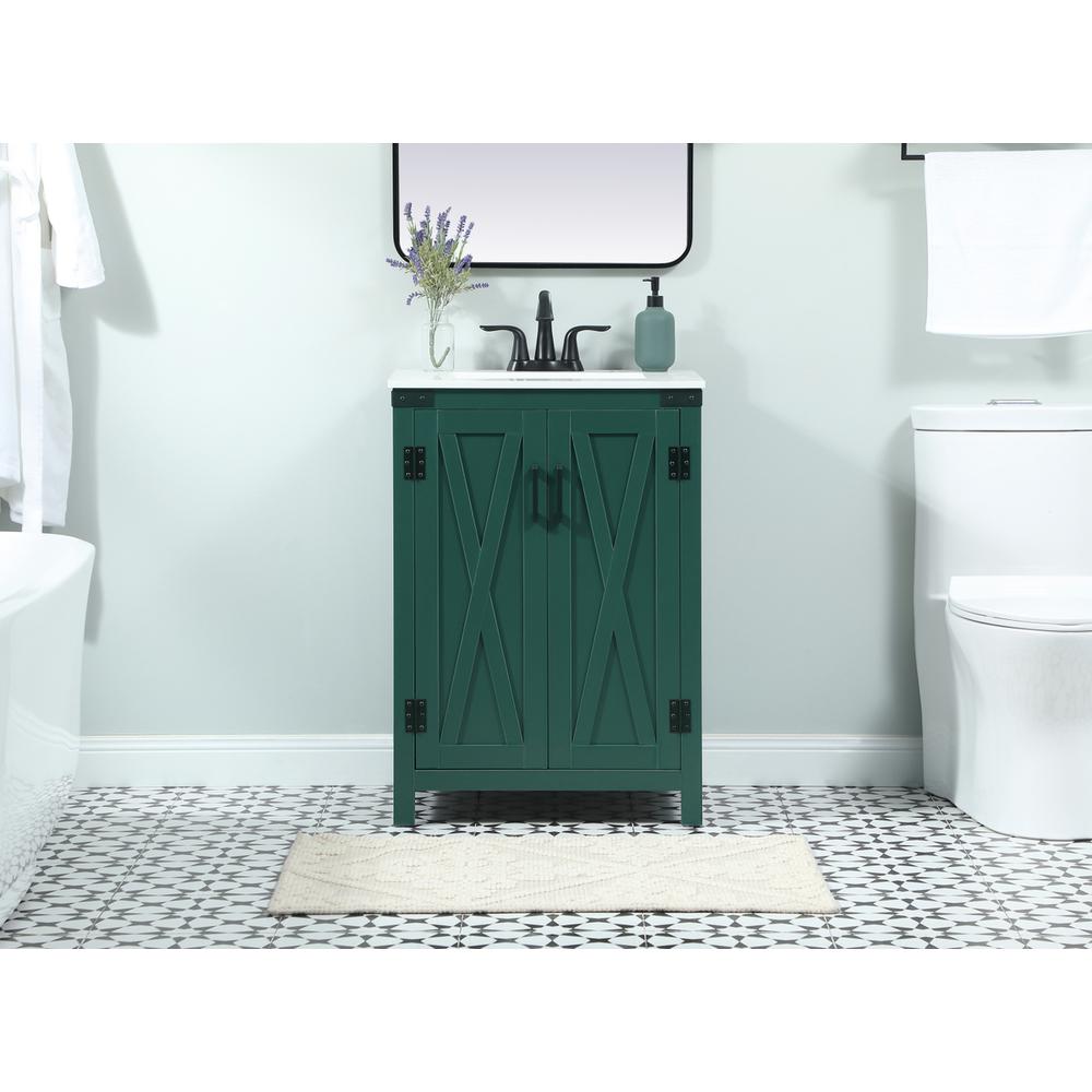 24 inch Single bathroom vanity in green. Picture 14